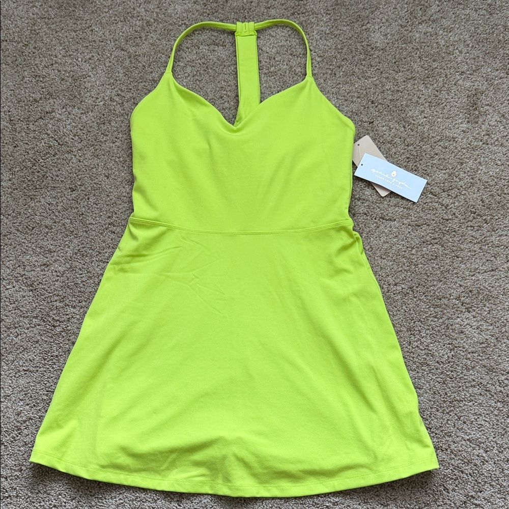 Spiritual Gangster Neon Lime Jet Active Racerback Dress